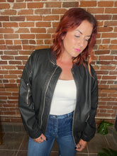 Load image into Gallery viewer, Faux Leather Bomber
