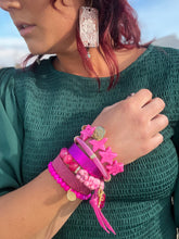Load image into Gallery viewer, Pink Stacking beaded and leather cuffs
