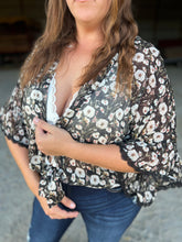 Load image into Gallery viewer, Black Floral Kimono
