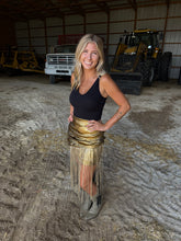Load image into Gallery viewer, Golden Sequin Fringe Skirt
