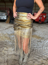 Load image into Gallery viewer, Golden Sequin Fringe Skirt
