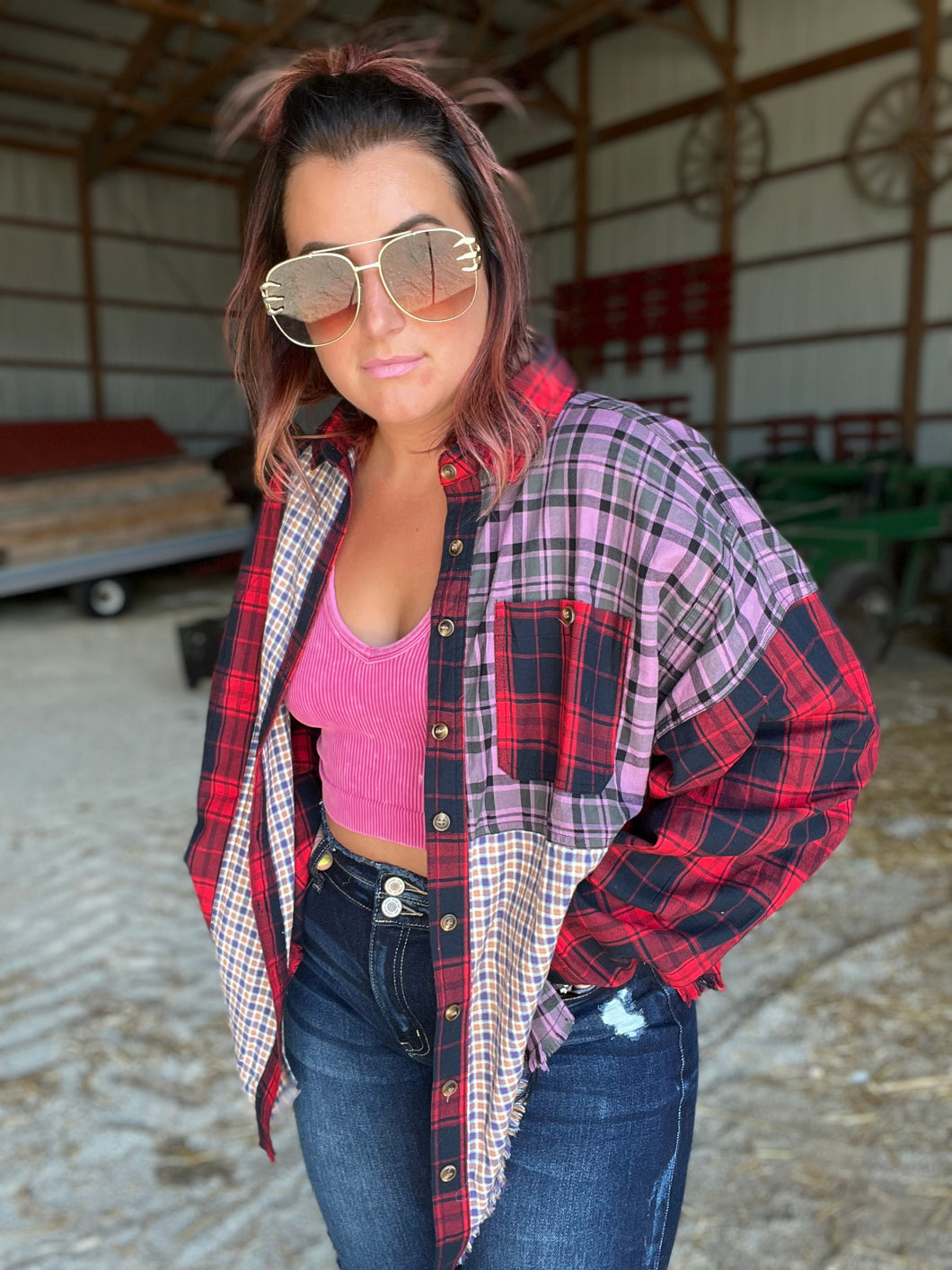 Red Plaid Mix Flannel