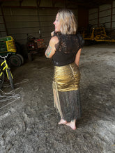 Load image into Gallery viewer, Golden Sequin Fringe Skirt
