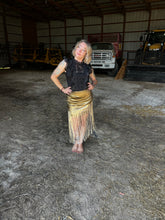 Load image into Gallery viewer, Golden Sequin Fringe Skirt
