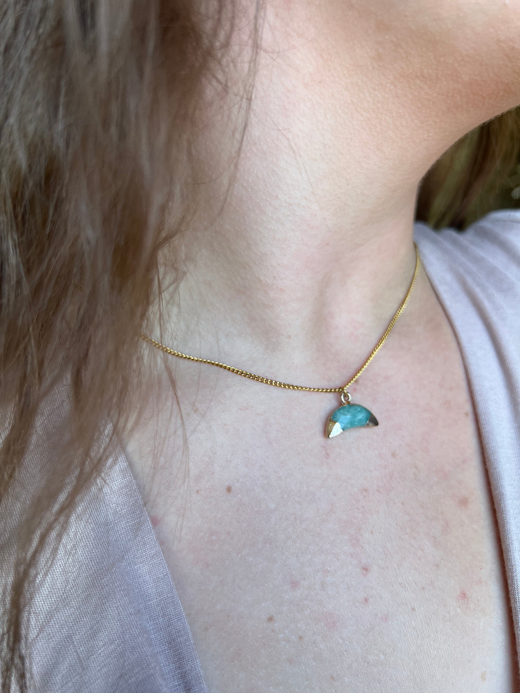 Shark Tooth Gold Turquoise Necklace