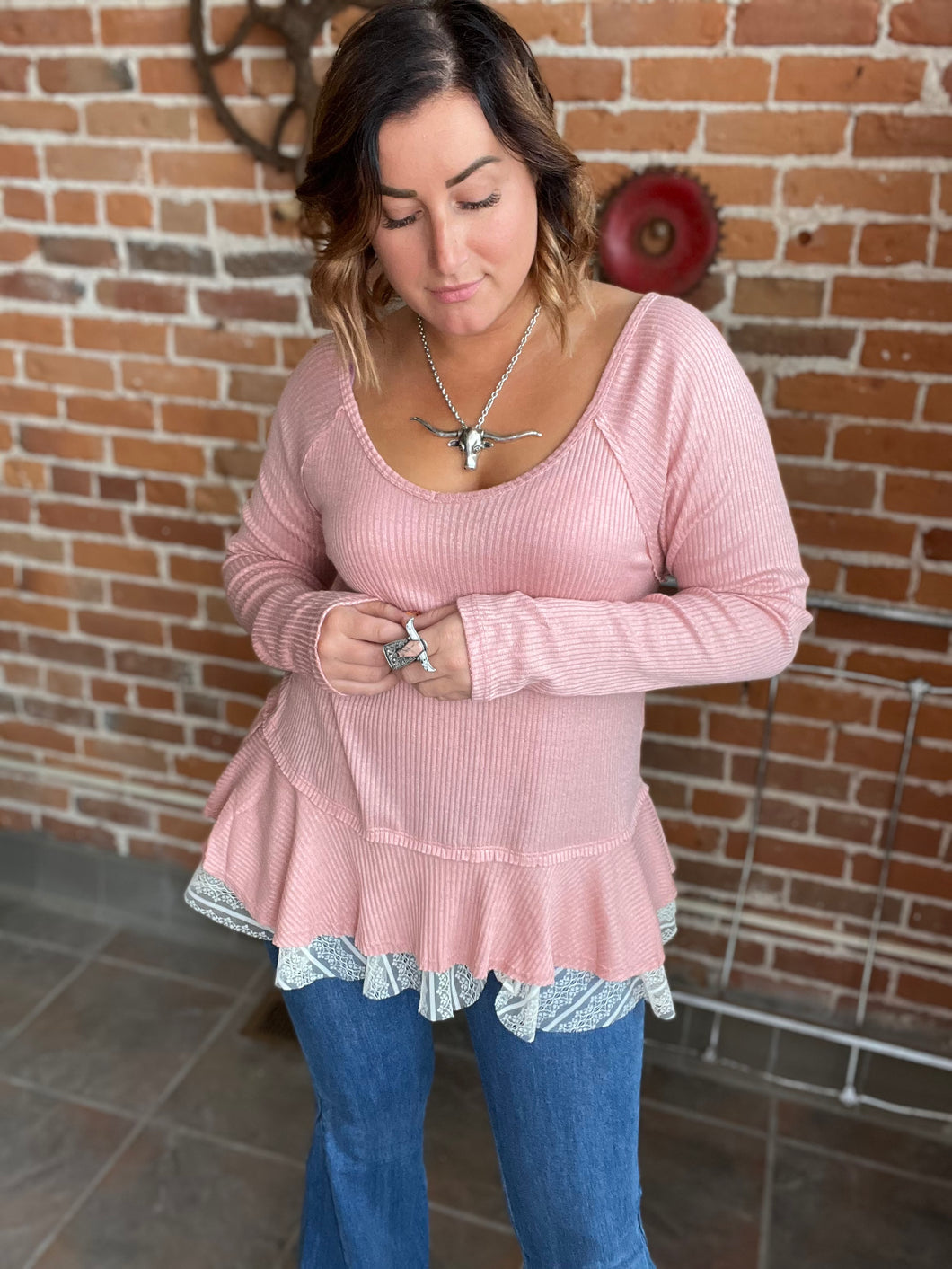 Blush Ribbed Top